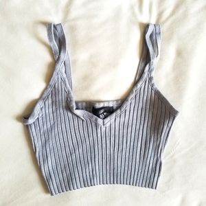 Missguided Gray Double Strap Detail Cropped Top